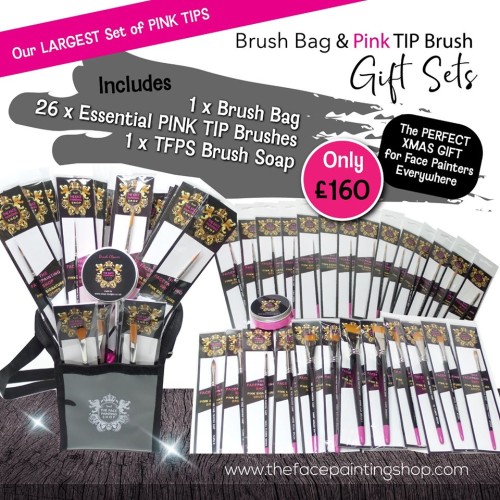 The Face Painting Shop Pink Tip Brush Set 3 (BRUSH SET 3 + soap)